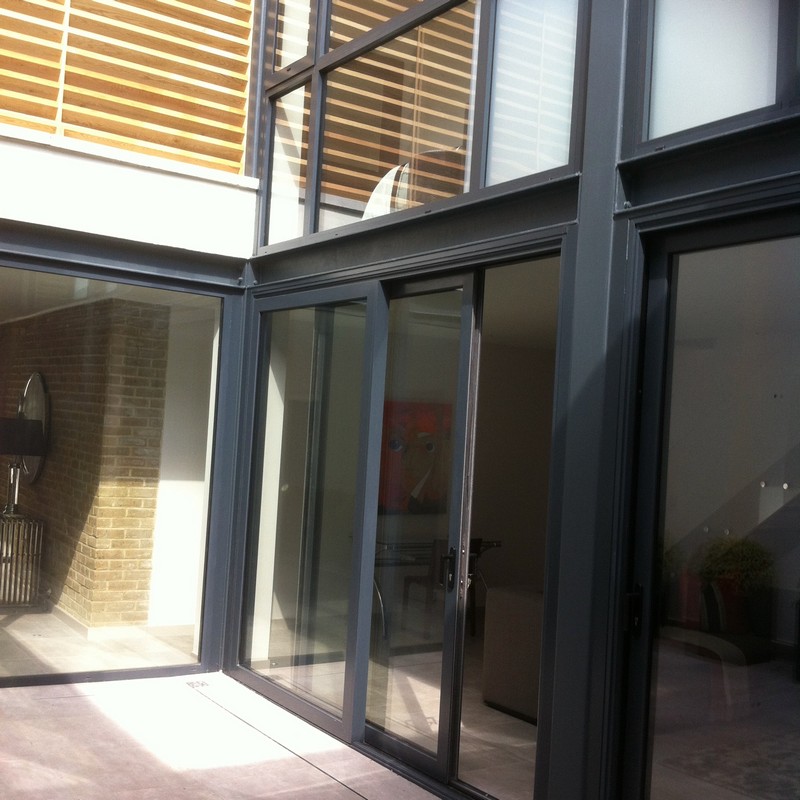 Anthracite aluminium sliding patio doors fitted in Roehampton